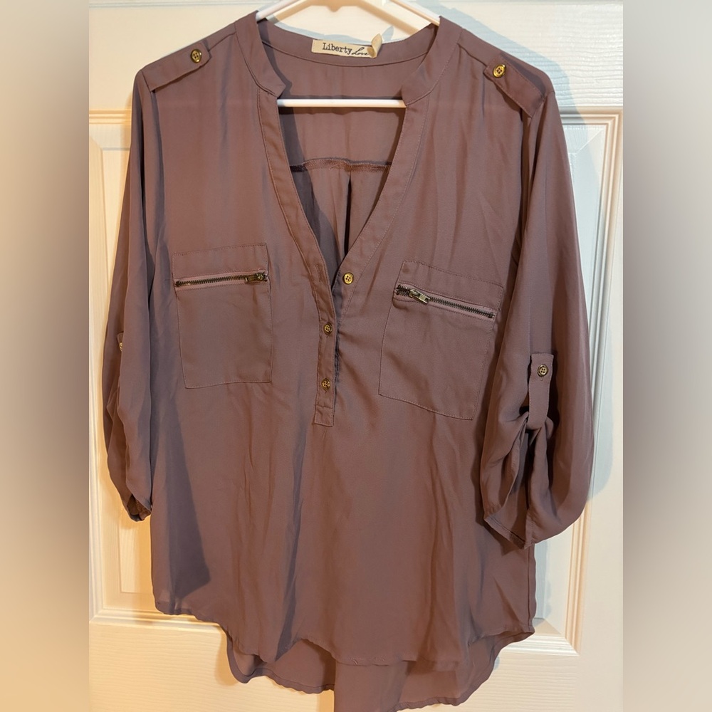 Liberty A Mauve Button-Up Blouse